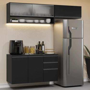 Imagem de Armário de Cozinha Compacta 200 cm Suspenso Preto Nice Madesa 11 XA, P