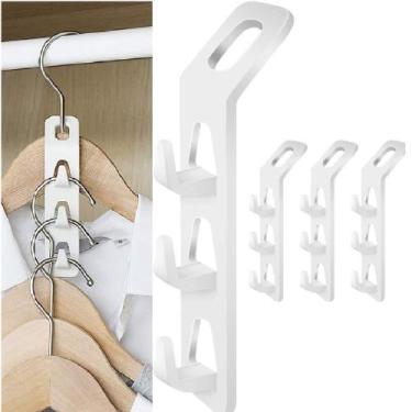 Imagem de Kit 4 Cabides Com 3 Ganchos de Parede Suporte Organizar Roupa - Ami