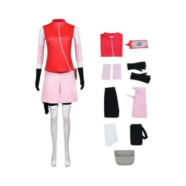 Imagem de Fantasia De Cosplay Haruno Sakura Shippuden Para Mulheres E Meninas, P