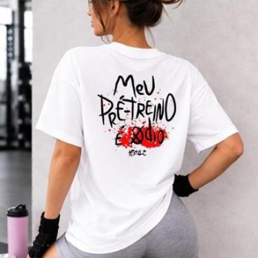 Imagem de Camiseta Oversized Feminina Meu Pré Treino Roupas de Academia Look de Treino Super Poderosas-Feminino