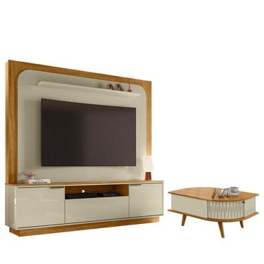 Imagem de Estante Home Theater Nilo Sem Pés Com Mesa De Centro Indianápolis Cumaru Opala - Madetec