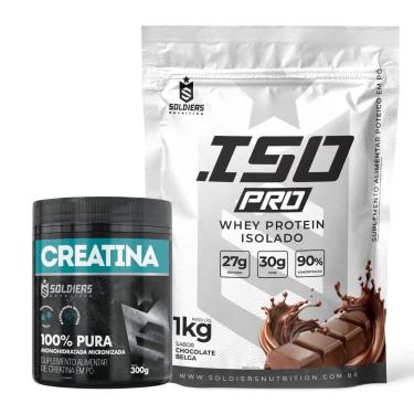 Imagem de Kit: Whey Protein Isolado ISO PRO 1kg + Creatina Monohidratada 300g - Soldiers Nutrition-Unissex