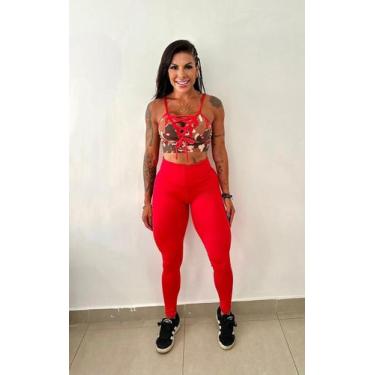 Imagem de Conjunto com Legging Vermelha e Top Militar Vermelho com Zero Transpar