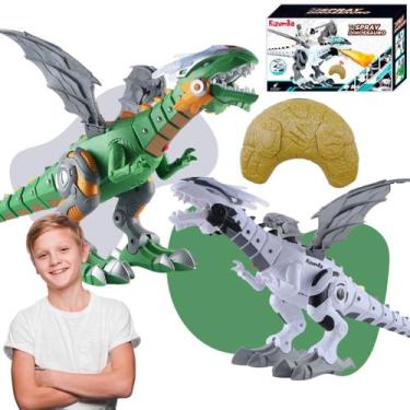 Imagem de Dragão Robô Dinossauro Com Controle Remoto Luz Som Solta Fumaça E Movi