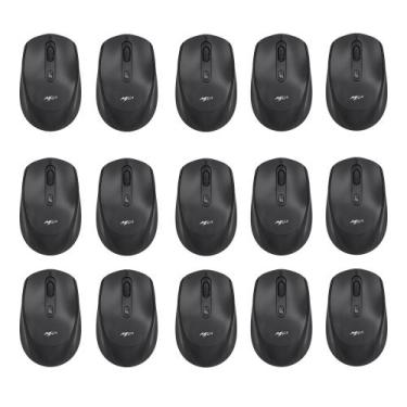 Imagem de Kit 15 Mouses Sem Fio Recarregável Mega M180 Preto DPI Ajustável