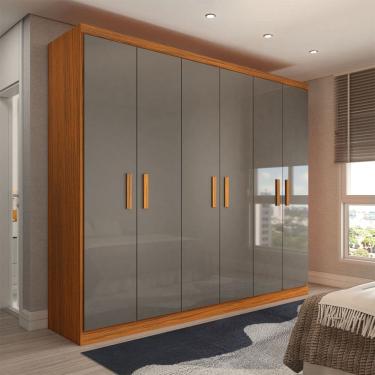 Imagem de Guarda-Roupa Casal Califa 6 Portas 2 Gavetas Cinamomo/Grafite - Panorama Móveis