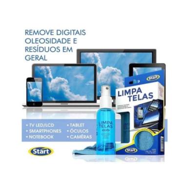 Imagem de Kit Limpa Tela 120ml + Pano Microfibra Start Removedor Sujeira Tela