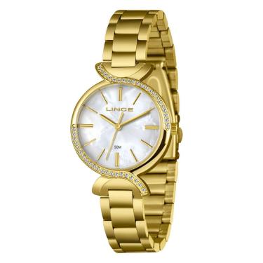 Imagem de Relógio LINCE feminino madrepérola dourado LRGH258L33 B1KX