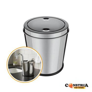 Imagem de Lixeira Pia Inox Cozinha Banheiro Tampa Basculante 3 Litros - Euro Hom