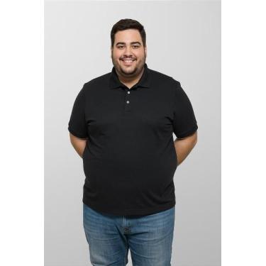 Imagem de Camiseta Polo Plus Size Masculina Preta 100% Poliéster - Ideal para Un