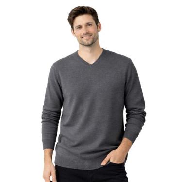 Imagem de Blusa Suéter Maculina em Tricot Frio Casaco Cardigan - KantyLan, Cinza