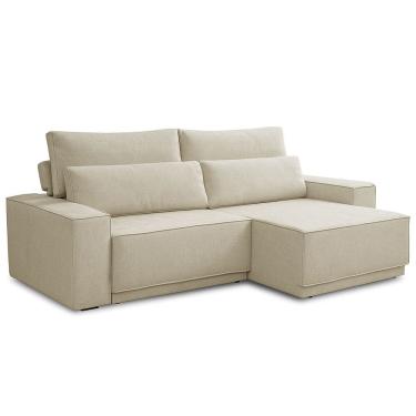 Imagem de Sofá 3 Lugares Retrátil Reclinável Para Sala de Estar 250cm Nicastro F04 Linho Creme -...