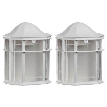 Imagem de Kit 2 Arandelas Luminária Externa Branca de Parede De Ville Termoplást