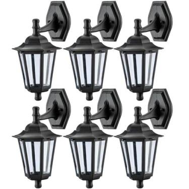 Imagem de Kit 6 Luminárias Arandelas Pretas de Parede Dital 8x24x37cm Bivolt Lâm