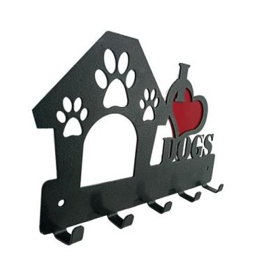 Imagem de Porta Chaves I Love Dogs 22 x 15 cm Preto Lixa/ Branco/ Vermelho - Art