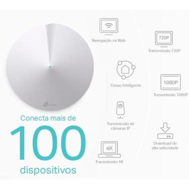 Imagem de Kit Roteador TPLink WiFi Mesh AC1300 Gigabit 5GHz Deco M5, 3pack