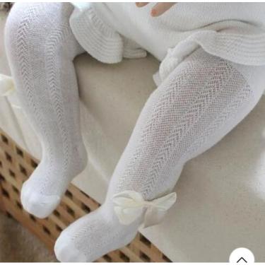 Imagem de Meia calça bebê com laço - Kadu modas , Branco, 6-12 meses