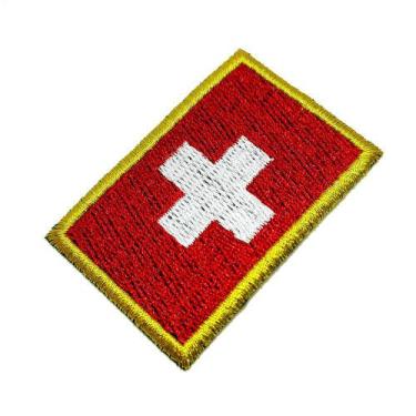 Imagem de Bandeira país Suíça Patch Bordada, passar a ferro ou costura - BR44