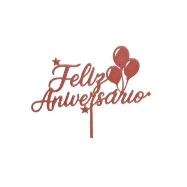 Imagem de Topo de Bolo Feliz Aniversário  Decoração para Festa e Comemorações - 