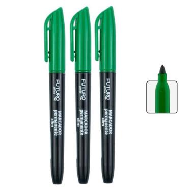 Imagem de 3 Marcador Caneta Permanente Slim Ponta 4m Fina Multiuso Traço 2mm Alt