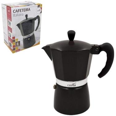 Imagem de Cafeteira Italiana Alumínio 6 Xícaras Preta - Wincy - Casita