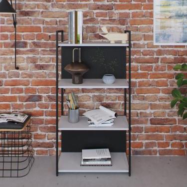 Imagem de Estante com 4 Prateleiras 118x60x33cm com Fundo Yon Branco/Preto - Met
