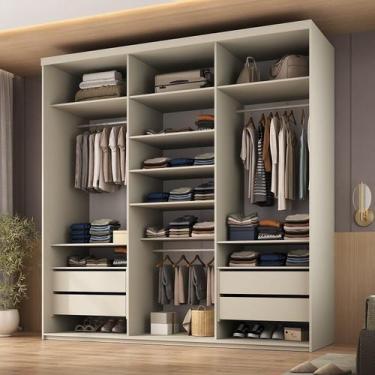 Imagem de Closet Casal 100% MDF 208cm 4 Gavetas Moutier Bege/Panna - RR Móveis