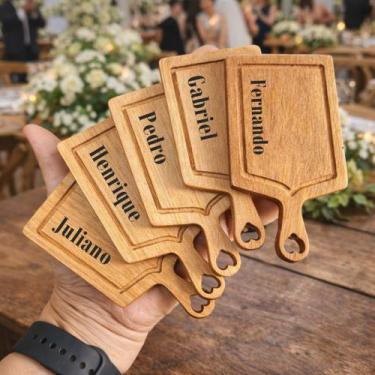 Imagem de Mini Tábuas Personalizadas de 12cm Lembrancinha Chá De Cozinha Madeira