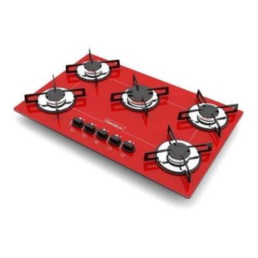 Imagem de Fogão Cooktop Chamalux 5 Bocas Ultra Chama Vermelho 110/220v Trempe de