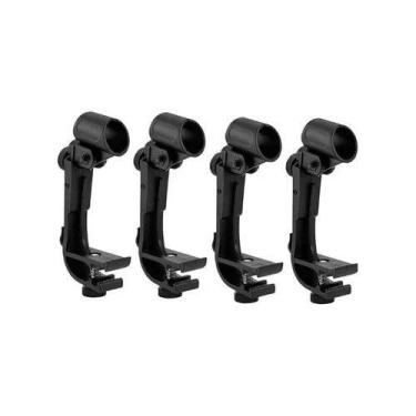 Imagem de Kit 4 Suporte Clamp + Cachimbo P/ Microfone Percussão Bateria - Colors