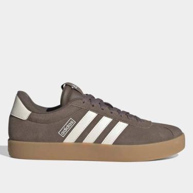 Imagem de Tênis Couro Adidas VL Court 3.0 Feminino, Marrom, Branco, 38