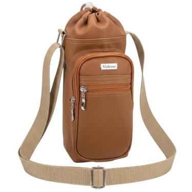 Imagem de Bolsa Térmica de Luxo Artesanal GALANTE - Couro Sintético Premium, Bolsa para Garrafa com Bolsos, com Alça Transversal, Porta celular, Vinho Wine Bag (Caramelo, 500 ml)