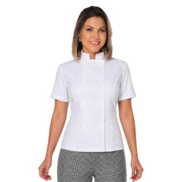 Imagem de Dolmã chef de cozinha feminina manga curta em algodão - Demorgan Unifo