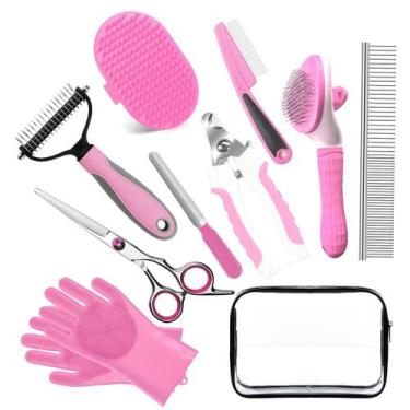 Imagem de Kit de tosa para pets 2TRUL com 10 peças, removedor de pelos e aparado