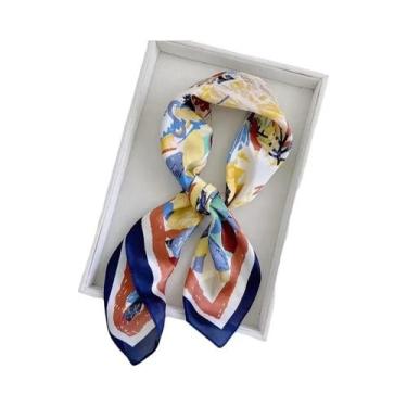 Imagem de Lenço De Seda Com Estampa Paisley Para Mulheres, Design Luxuoso, Peque
