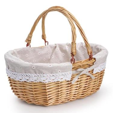 Imagem de Cesta de piquenique de vime Dicunoy 33 x 27 x 15 cm com alça