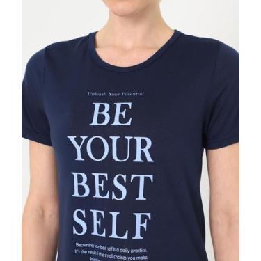 Imagem de Blusa Feminina Fitness Estampada Marisa Azul-77418, Azul marinho, M