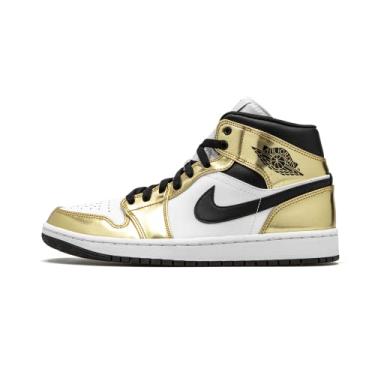 Imagem de Nike Jordan 1 Mid Metallic Gold White Men's (Numeric_8_Point_5)