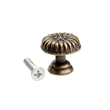 Imagem de 5 pcs metal punho puxar botão 17mm / 20mm antiguidade bronze Único buraco de ferro gaveta armário armário armário guarda-roupa hardware de móveis YYDFPIIA (Color : 20mm)