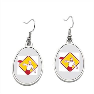Imagem de Brinco de diamante de mascote de arremesso de jogador de golfe Disc – Brincos pendentes para meninas – Presente de festa de aniversário dos namorados, Metal, Sem pedras preciosas
