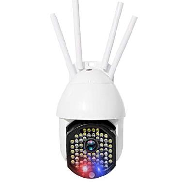 Imagem de Câmera IP PTZ externa, 1080P Full Color CCTV Security Surveillance Câmera IP com visão noturna colorida, alarme de flash duplo vermelho e azul, áudio bidirecional, detecção de movimento