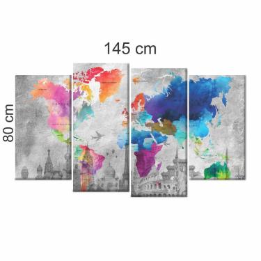 Imagem de Quadro Decorativo Mapa Mundi Global Dark 145x80 em tecido 2