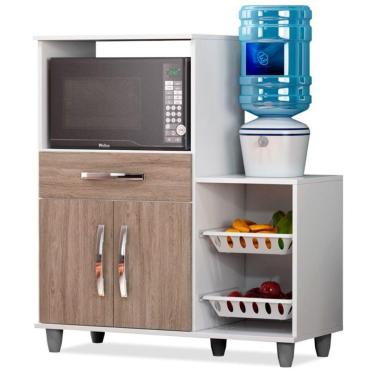 Imagem de Armário Multiuso Irlanda com Fruteira Branco/Castanho - Lumil Móveis