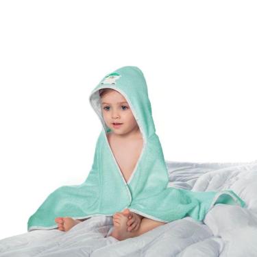 Imagem de Toalha Felpuda de Banho Bordada c/ Capuz Mini Menino 75cmx90cm - Lepper