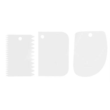 Imagem de 3 peças de espátulas de plástico creme,Espátula raspadora de bancada, cortador de massa de plástico flexível multiuso ferramenta cortador de massa de cozinha para assar massa de pão, cobertura de bolo, tigela e banco de espátula