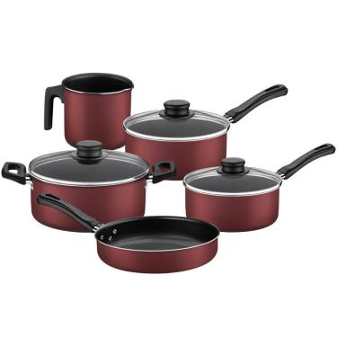 Imagem de Conjunto de Panelas Tramontina Caribe 5 Peças – Vermelho – 20297/508