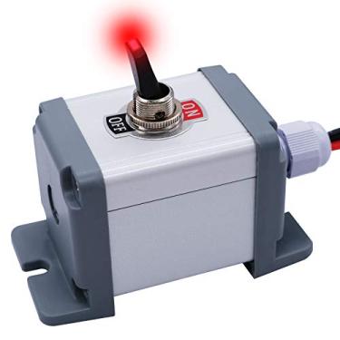 Imagem de mxuteuk 12V 30A Light Up Toggle Switch Caixa De Estação De Metal Com Fio, Led Light Lighted Toggle Switch Spst Ligado desligado2 Posições 3 Pinos Para Carro Caminhão Barco Atv Jh-Asw-07D-2-R Vermelho