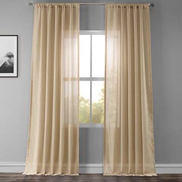 Imagem de HPD Half Price Drapes SHFLNCH-M022-108 Cortina de linho transparente (1 painel), 50 X 108, Raffia Tan