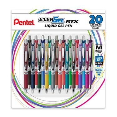 Imagem de Pentel Caneta de tinta gel líquido retrátil EnerGel RTX, (0,7 mm), média, tinta sortida, pacote com 20 (BL77BP20M), sortida