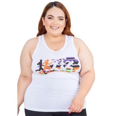 Imagem de Blusa Feminina Regata Plus Size Fitness Alça Nadador Estampa - Zafina